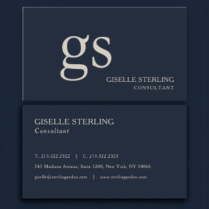 Monogram Navy Blue Professional Business Card