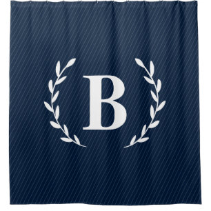 Monogram Navy Blue Shower Curtain