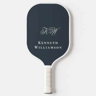 Monogram Navy Blue White Minimalist Men Pickleball Paddle