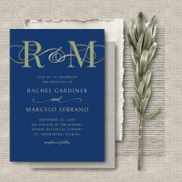 Monogram Navy Olive Sage Green QR Code Wedding