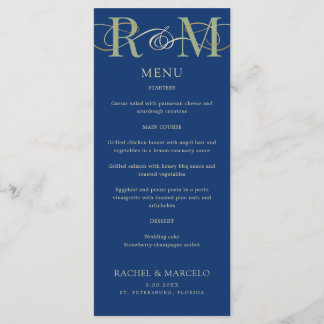 Monogram Navy Olive Sage Green Wedding Menu