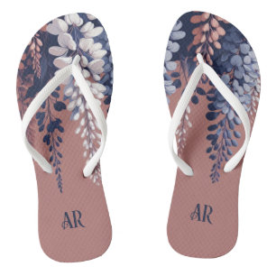Monogram Navy Rose Wisteria Elegance Jandals
