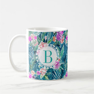 Monogram NAVY TROPICAL PARADISE Hawaiian Hibiscus Coffee Mug