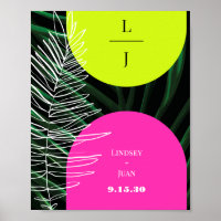 Monogram Neon Arches Tropical Palm Leaf Wedding