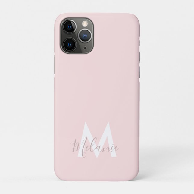 Monogram Neutral Minimalist modern blush pink  Case-Mate iPhone Case (Back)