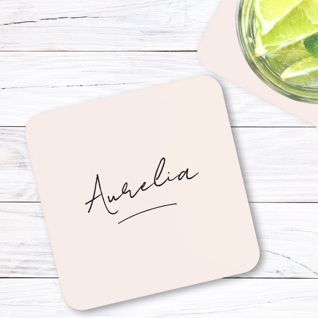 Monogram Neutral Modern Minimalist Chic Signature Coaster (Creator Uploaded)
