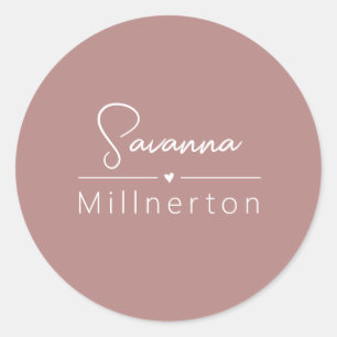 Monogram Neutral Modern Minimalist Elegant Classic Round Sticker