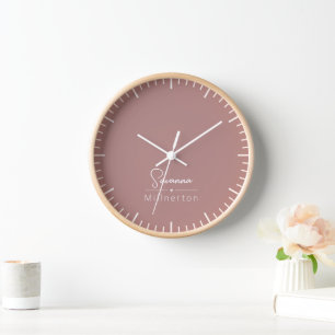 Monogram Neutral Modern Minimalist Elegant Clock