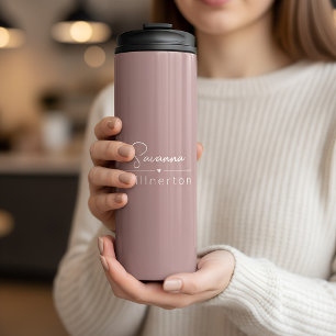 Monogram Neutral Modern Minimalist Elegant Thermal Tumbler