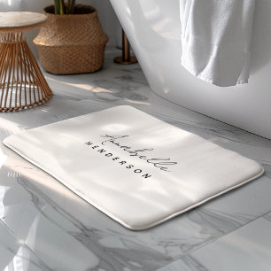 Monogram Neutral   Modern Minimalist Stylish Bath Mat