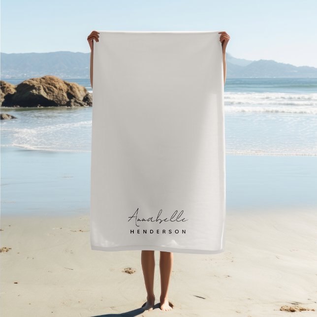 Monogram Neutral | Modern Minimalist Stylish Beach Towel (Creator Uploaded)