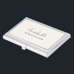 Monogram Neutral | Modern Minimalist Stylish Business Card Holder<br><div class="desc">A simple stylish custom monogram design with a modern minimalist handwritten script typography paired with a block typography in black on a natural ivory cream background. The monogram name can easily be personalised to make a design as unique as you are! The perfectly personal gift or accessory for any occasion!...</div>