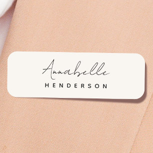 Monogram Neutral Modern Minimalist Stylish Name Tag