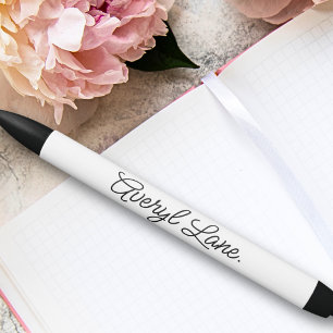 Monogram Neutral Modern Minimalist Stylish Script Black Ink Pen