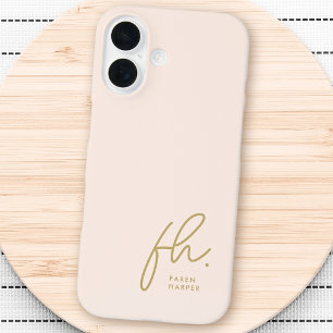 Monogram Neutral Modern Minimalist Stylish Script iPhone 16 Case