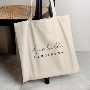 Monogram Neutral Modern Minimalist Stylish Tote Bag