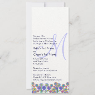 Monogram New Sizes 4.25x9.25 Wedding Invitation
