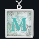 Monogram | Non-Embellished Flower Spray III Silver Plated Necklace<br><div class="desc">Floral</div>