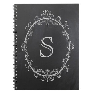 Monogram Notebook, Initial Notebook, Chalkboard Spiral Notebook