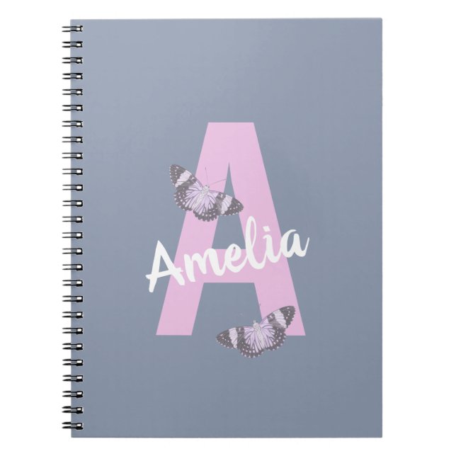 Monogram Notebook with Personalised Butterflies (Front)