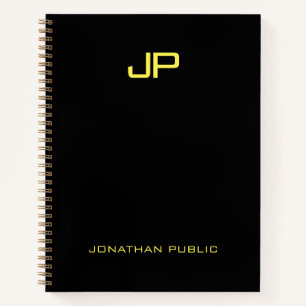 Monogram Notebooks Black Gold Name Template