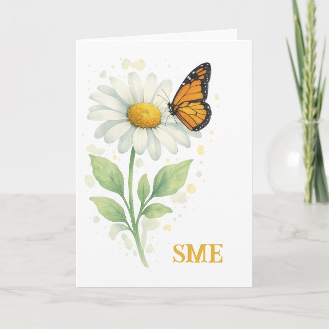 Monogram Notecard - Daisy & Butterfly (Front)