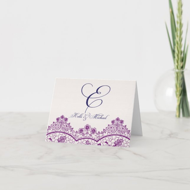 Monogram notecard with Vintage Lace (Front)