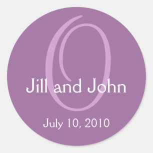 Monogram O Wedding Bride Groom Date Purple Sticker