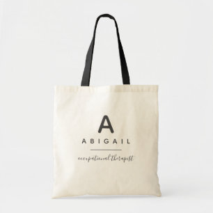Monogram Occupational Therapy Custom Modern Tote Bag