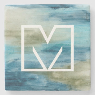 Monogram Ocean Flow II Stone Coaster