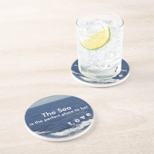 Monogram Ocean Waves Drink Coasters