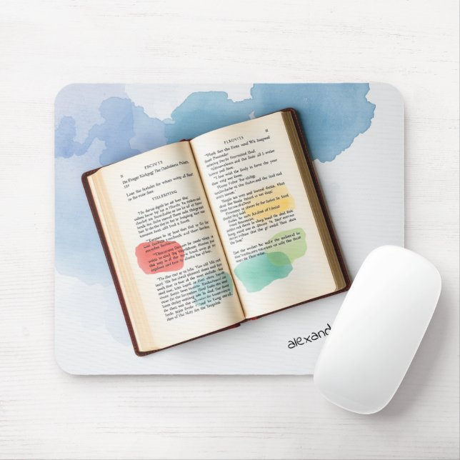 Monogram old book illustration Watercolor Mouse Pad (With Mouse)