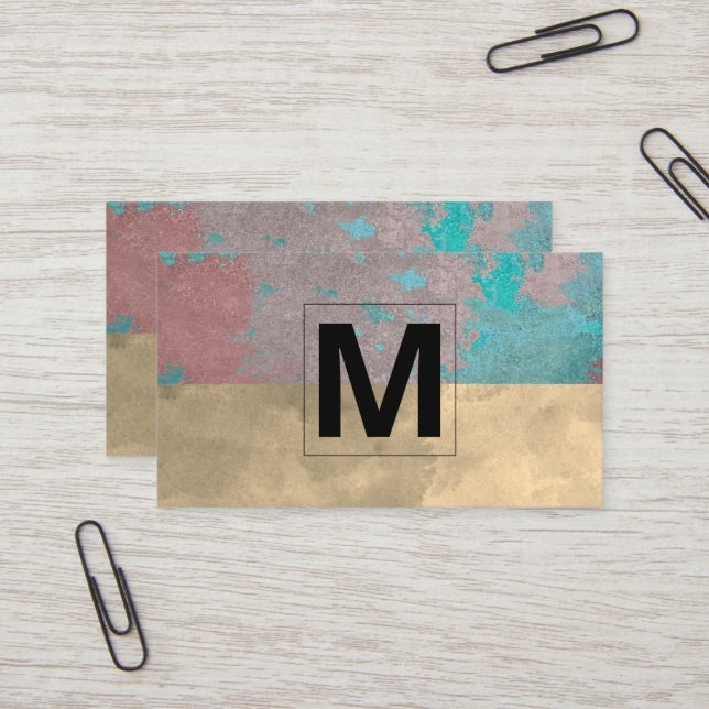 Monogram | Old Grungy Background Business Card (Front/Back In Situ)