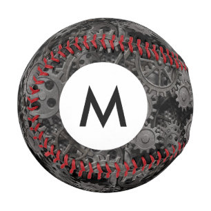 Monogram old rusty metal gears or machine parts baseball