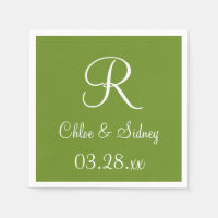 Monogram Olive Drab Designer Coloured Napkins