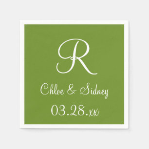 Monogram Olive Drab Designer Coloured Napkins