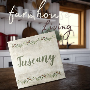 Monogram Olive Garland Rustic Green Tuscany Tile