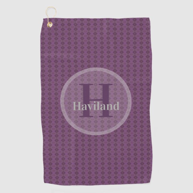 Monogram Olive Golf Towel with Name and Initial (Front)