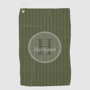 Monogram Olive Golf Towel with Name and Initial