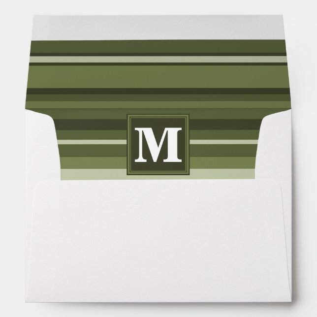 Monogram olive green stripes envelope (Back (Bottom))