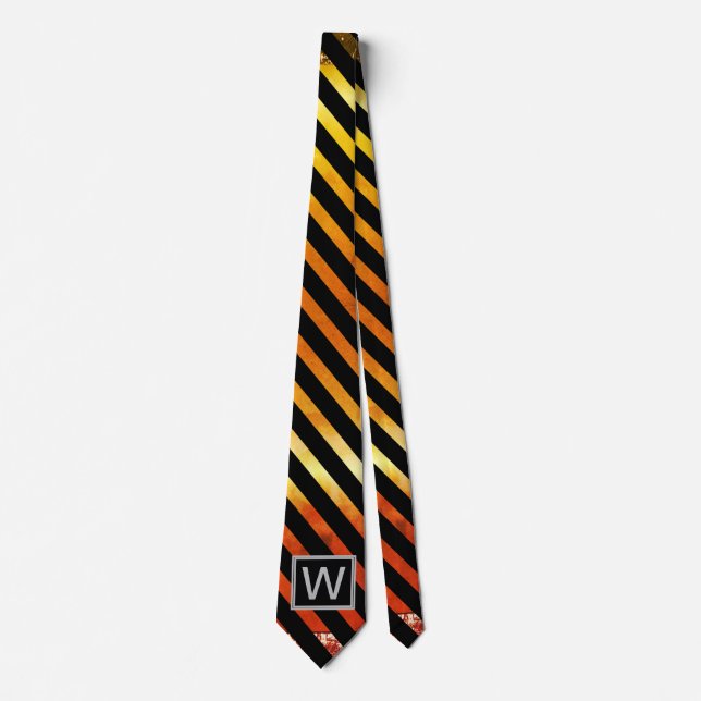 Monogram Ombre Yellow Red Orange Tie (Front)