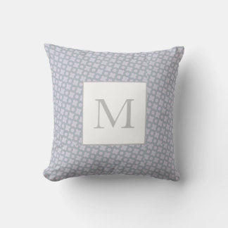 Monogram On A Geometric Pattern Pink and  Gray Cushion