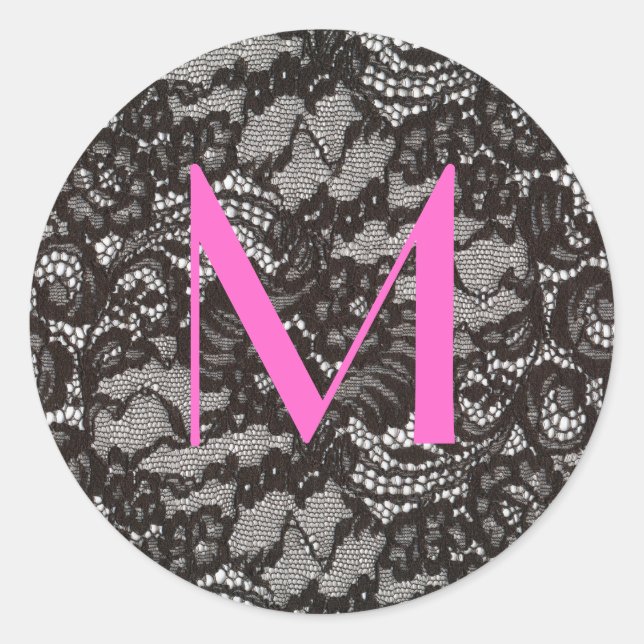 Monogram on Black Lace sticker (Front)