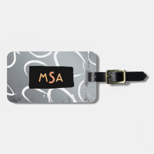 Monogram on Black on Silver ground w/White Circles Luggage Tag
