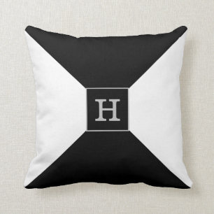 Monogram on Black & White Cushion
