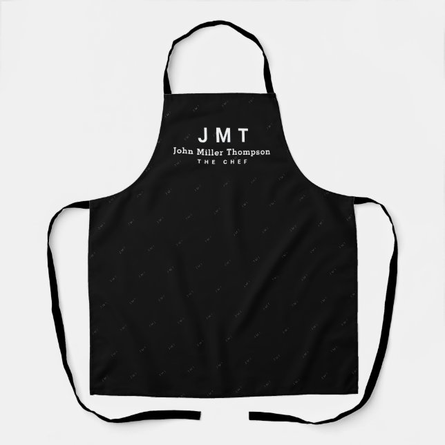 Monogram on BLACKAPRON with name Apron (Front)