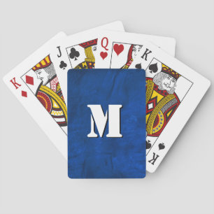 monogram on blue leather abstract playing cards