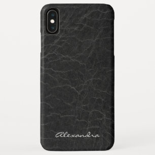 Monogram on Faux Black Leather Case-Mate iPhone Case