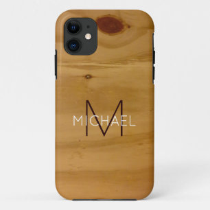monogram on faux wood rustic  Case-Mate iPhone case