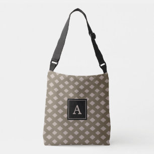 Monogram on Light Beige Diamond Geometric Pattern Crossbody Bag